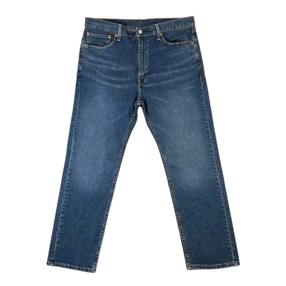 Levis 505 Regular Fit Straight Leg Jeans Mens 38x30 Medium Wash Blue Denim